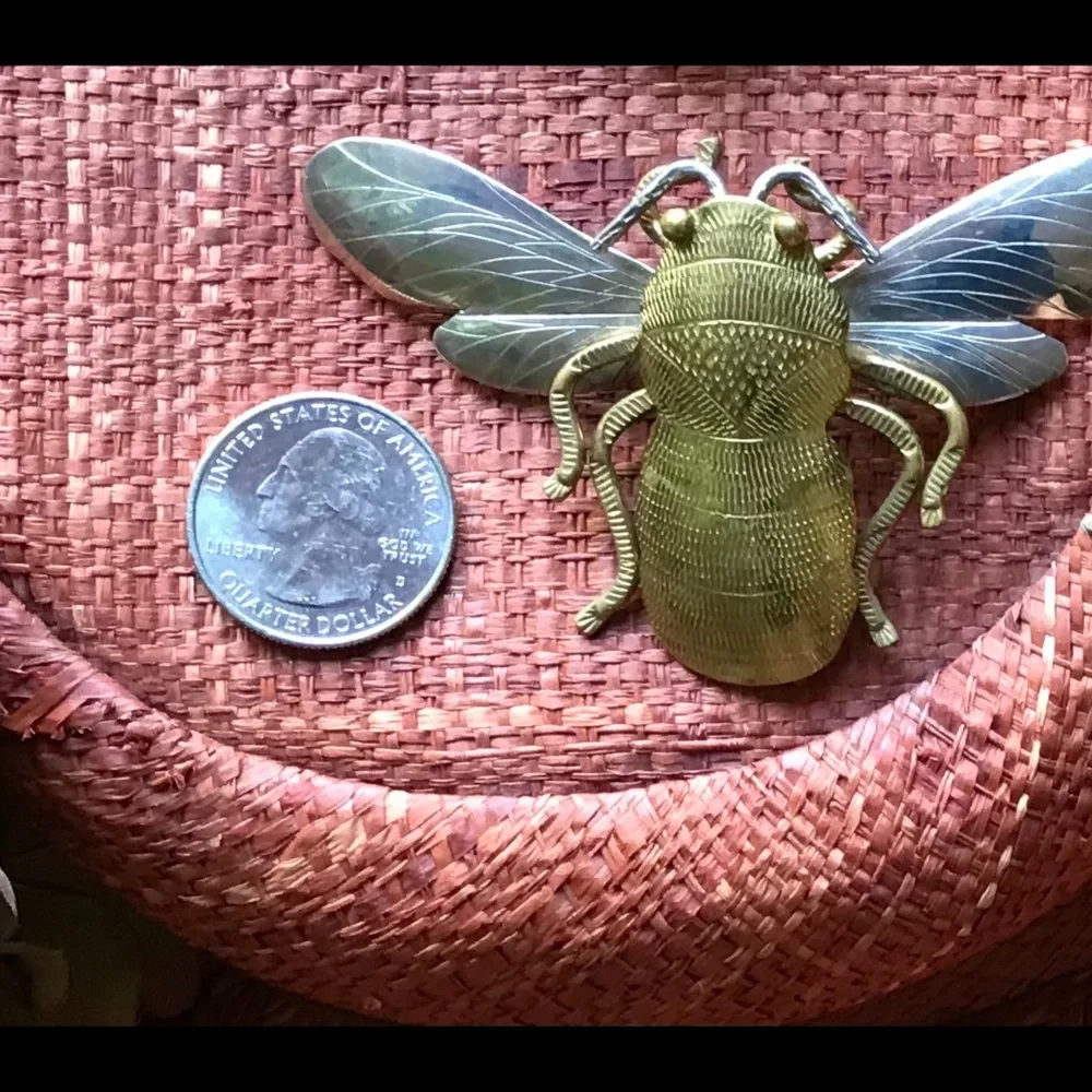 Courtney Peterson Pin Signed Vintage Brass/Sterling Bee Brooch / Pendant - Picture 4 of 5